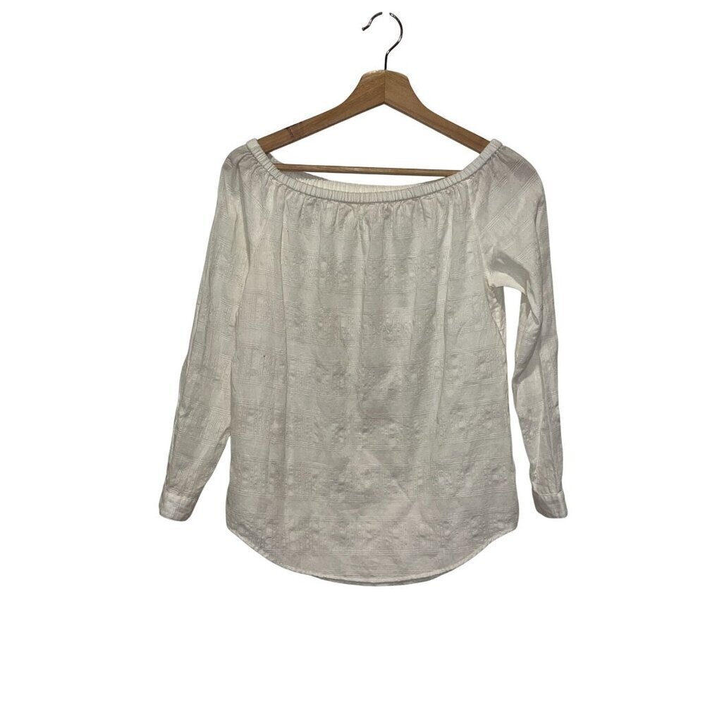 Rag & Bone White Off-Shoulder Cotton Pullover Long Sleeve Blouse Women's Size XS